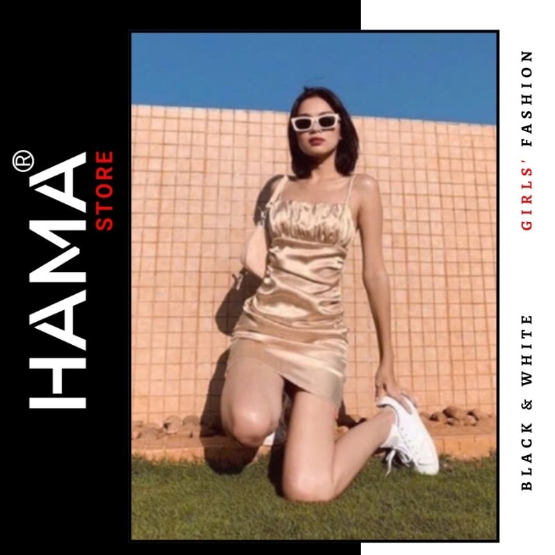 Đầm lụa 2 dây body Nana HAMASTORE H25 - Nhúng thân siêu che bụng