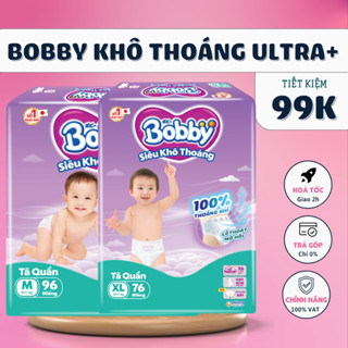 Tã/Bỉm quần Bobby Siêu khô thoáng Ultra+ siêu nhiều miếng đủ size M/L/XL/XXL cho bé từ 6 đến 25kg
