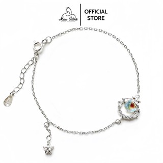 Vòng tay bạc Miuu Silver, lắc tay nữ đá moonstone Blooming Crescent