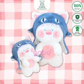 Gấu Bông Mèo Du du mũ cá mập, Mèo đầu cá nón cởi được hàng quảng châu siêu hot hit K3T3