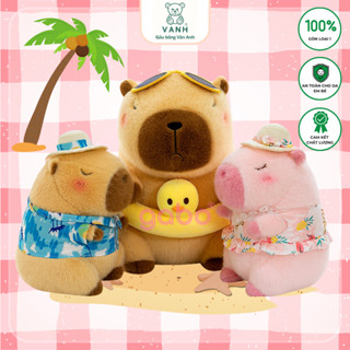 Gấu Bông Capybara mặc đồ đi biển, Capybara phao vịt đeo kính, Capybara áo hoa hàng QC