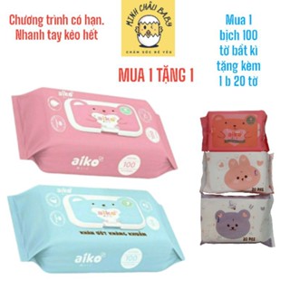 [MUA 1 TẶNG 1]Khăn giấy ướt cho bé AIKO 100 tờ