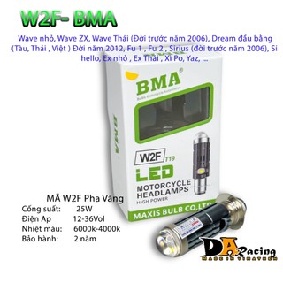  Đèn Bi Cầu W2F BMA  30W Chân M5 - T19 Thêm DEMI ĐỎ 12,24V Ô TÔ Xe Máy Bảo Hành 12 Tháng 