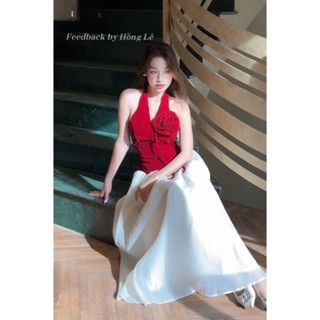 Đầm liền yếm nhung phối chân váy xòe voan tơ tiểu thư, xinh xắn (tặng kèm hoa) - KAITY dress