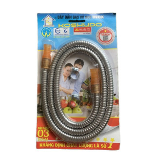 Dây Dẫn Gas Vỏ Bọc Inox + 2 Cổ Dê Chống Chuột Cắn