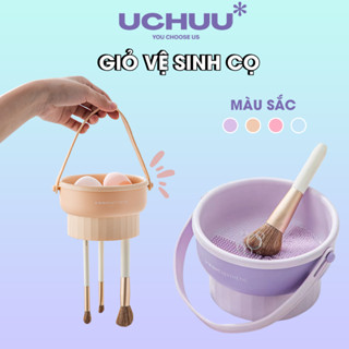 Giỏ Vệ Sinh Cọ Trang Điểm UCHUU Khay Dụng Cụ Giặt Rửa Làm Sạch Phơi Khô Cọ, Trứng Mút 2 Trong 1