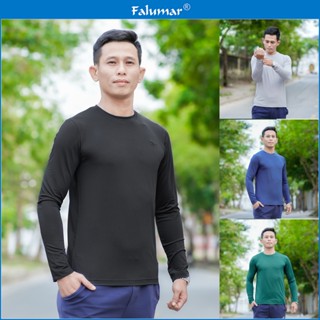 Áo Giữ Nhiệt Cho Nam FALUMAR Cổ Tròn Vải Thể Thao Ôm Body Co Dãn 4 Chiều, Áo Giữ Nhiệt Nam Đá Bóng/Thể Thao/Tập GYM