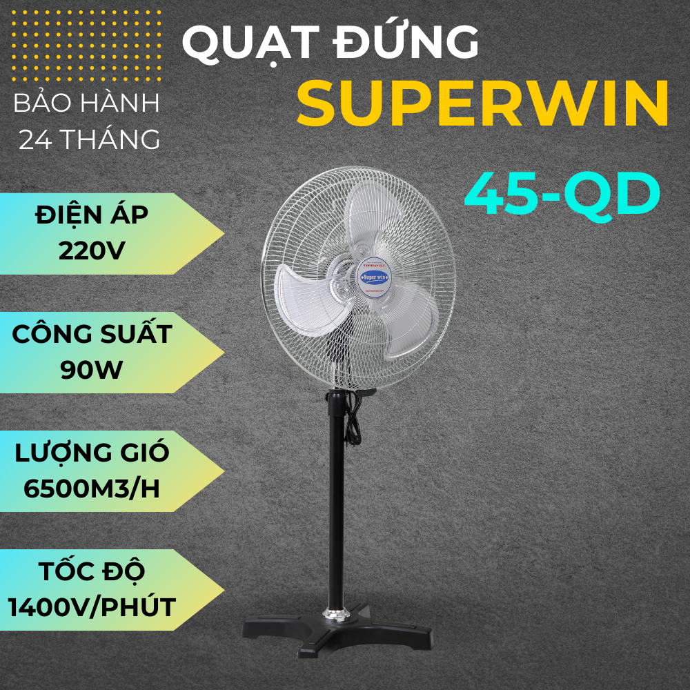 Quạt đứng đa dụng SUPERWIN 45-QD (ĐKính cánh 450mm - 90W)