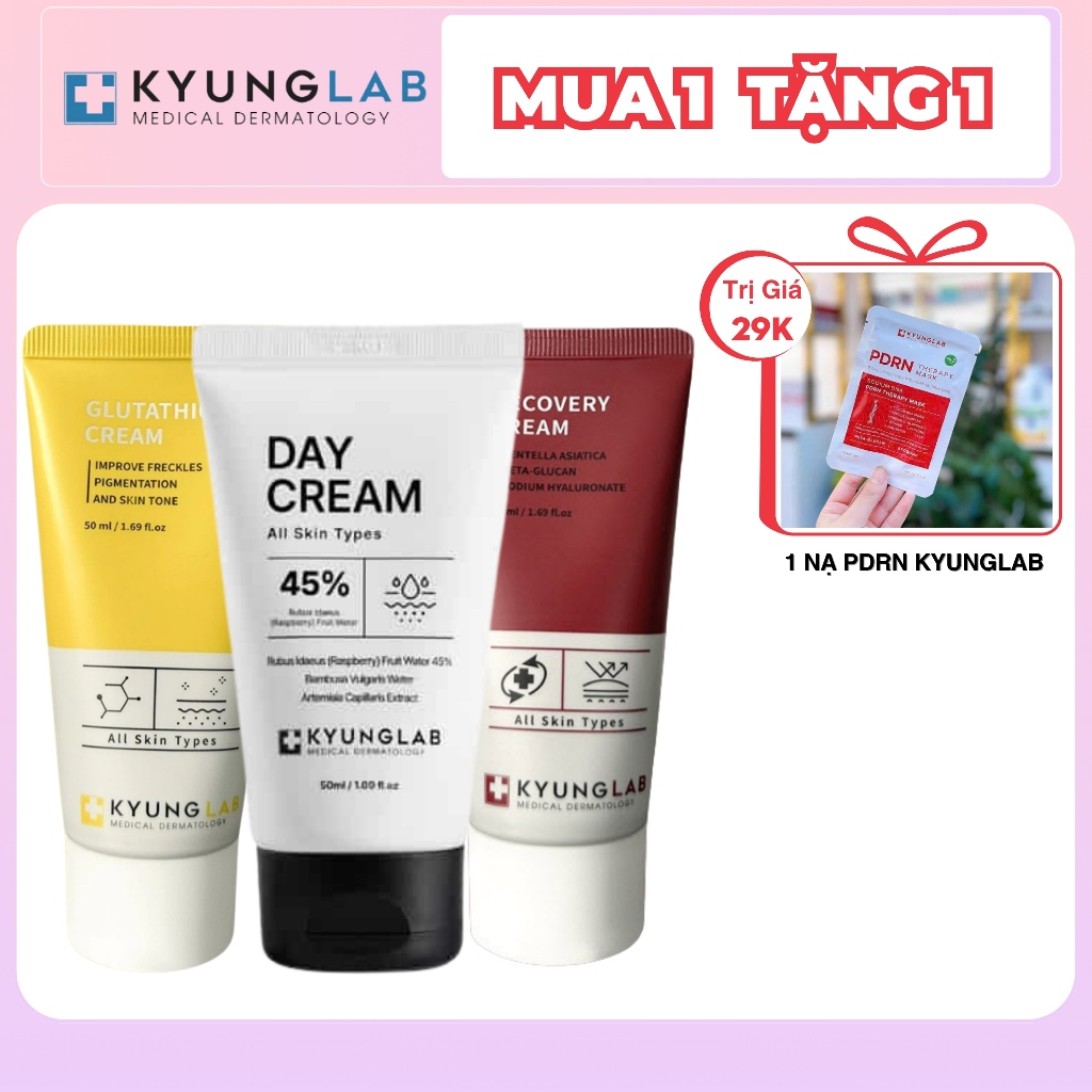 Kem dưỡng KyungLab ,Cream B5, Recovery Cream, Glutathione Cream, Day Cream 50ml giảm nám tàn nhang