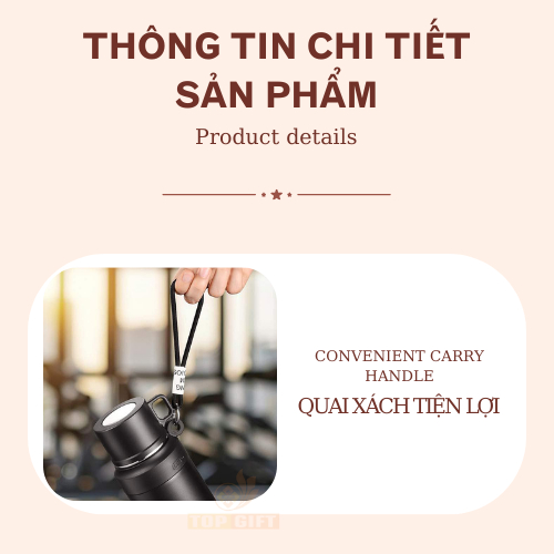 Bình giữ nhiệt BN1000 TopGifts khắc tên dung tích 1000ml SUS316 có quai xách tiện lợi | BigBuy360 - bigbuy360.vn