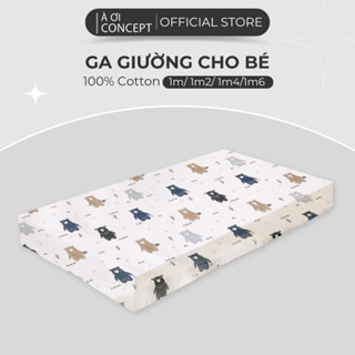 Ga giường cho bé Cotton size 1m 1m2 1m4 1m6 Hoạ Tiết Hàn Quốc Cao Cấp AOICONCEPT drap bo chun chất vải an toàn cho bé