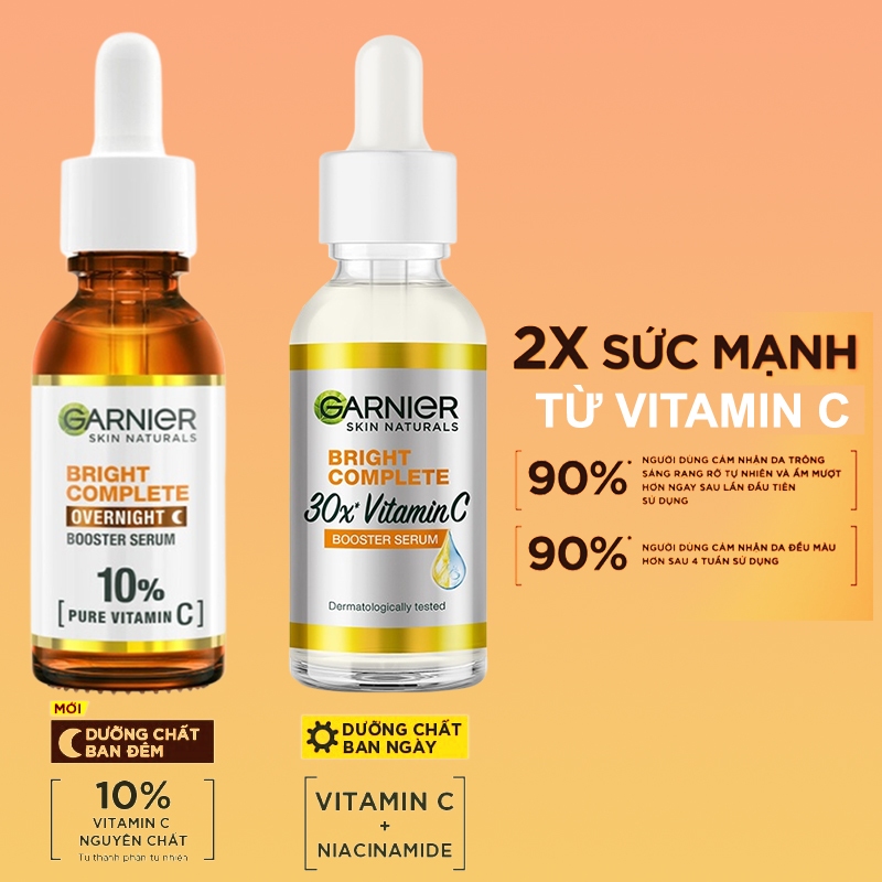 [4.26] Tinh chất dưỡng ban đêm sáng da, giảm thâm Garnier 10% Vitamin C Bright Complete Overnight Serum 30ml