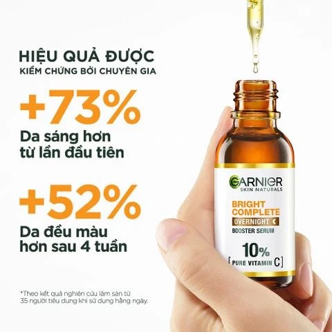 [4.26] Tinh chất dưỡng ban đêm sáng da, giảm thâm Garnier 10% Vitamin C Bright Complete Overnight Serum 30ml