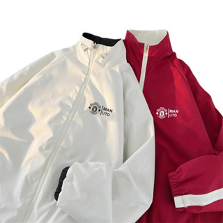 Áo khoác gió CLB M<<U (FORM RỘNG) - áo thể thao 2 lớp mặc được 2 mặt, vải gió tráng bạc cản nước, cản gió, cản bụi