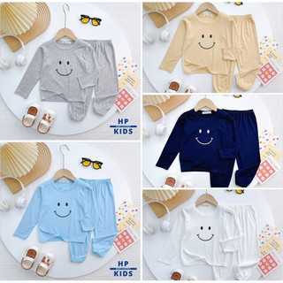  Bộ tay dài thun lạnh mặt cười quần alibaba dễ thương cho bé trai bé gái size 90-150 
