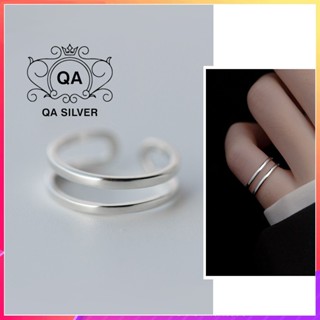  Nhẫn bạc 925 form nhỏ ngón út hai tầng nữ trơn midi tối giản S925 LAYER QA SILVER Ring RI220501 