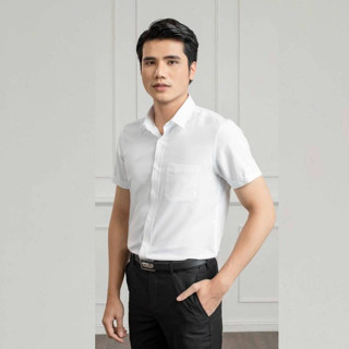 Áo sơ mi nam ngắn tay ARISTINO có túi trước ngực Regular Fit suông nhẹ, cổ đứng ASSR20