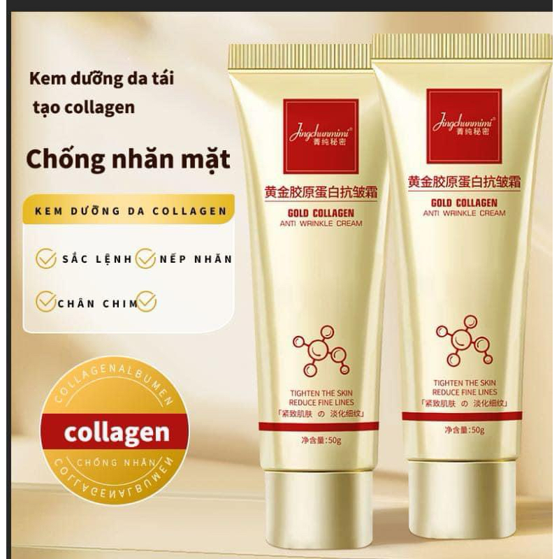 Kem dưỡng tái tạo Collagen Jingchunmimi - Kem dưỡng chống nhăn, dưỡng ẩm sâu, dưỡng trắng, làm săn trắc và trẻ hóa da