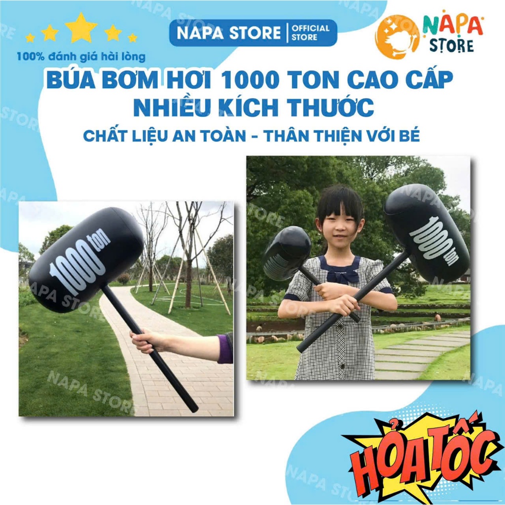 Đồ Chơi Búa Bơm Hơi Cầm Tay Tạ Đen Lớn 1000 Ton Kích Thước Lớn Vui Nhộn - Màu Ngẫu Nhiên
