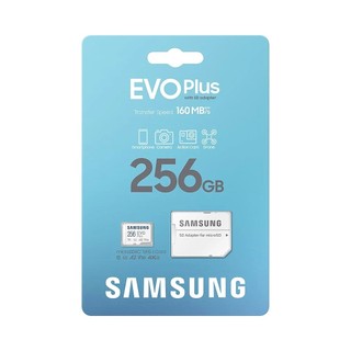 Thẻ nhớ microsdxc samsung evo plus 256gb u3 4k r160mb/s w60mb/s kèm adapter box anh - phụ kiện 1986