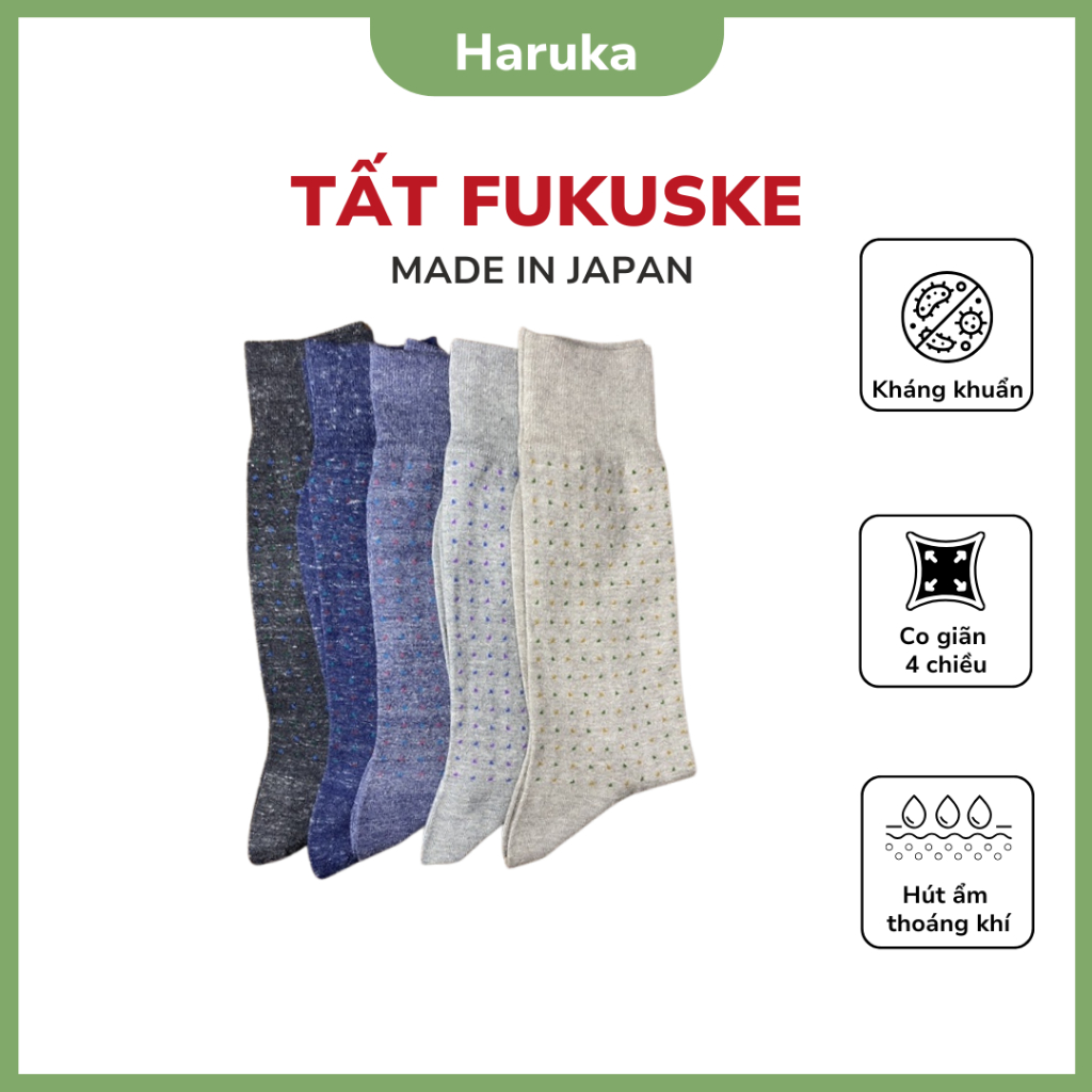 [MADE IN JAPAN] Tất công sở cho nam hoạ tiết chấm bi hiệu Fukuske