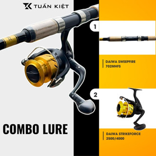 Combo Câu Lure máy đứng giá rẻ, Cần lure Daiwa Sweepfire + Máy câu đứng Daiwa StrikeForce