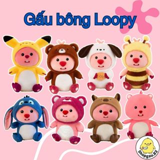  Gấu bông Loopy mũ dâu Hải Ly Cosplay Stick Pikachu Ong vàng Gấu nâu,Gấu bông cao cấp cho bé iu 
