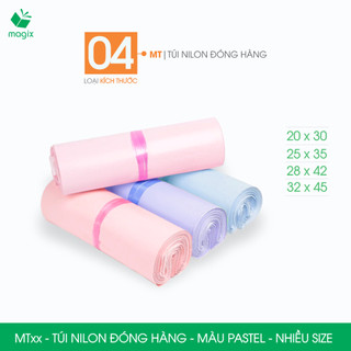  MTxx - Combo 100 túi nilon đóng hàng niêm phong Túi gói hàng - Nhiều size - Nhiều màu pastel 