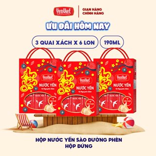 Combo 3 Hộp nước yến sào đường phèn Yến Việt, bổ sung dưỡng chất, quà tặng sang trọng 18 lon x 190ml