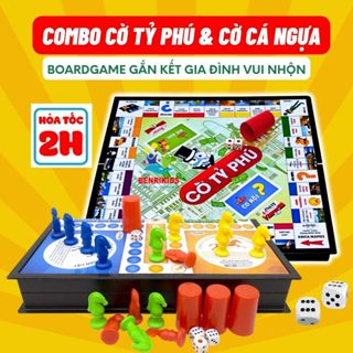 Combo Cờ Tỷ Phú Và Cờ Cá Ngựa, BoardGame Vui Nhộn Cho Gia Đình Hàng Cao Cấp, Bộ Cờ Cá Ngựa