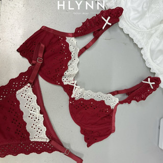 Set đồ lót đỏ phối be viền bèo có gọng không mút m316