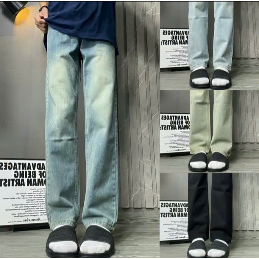 quần baggy jean nam xanh đen xám nhiều màu ống rộng,quần jean nam ống suông lưng cao nam nữ đẹp cá t