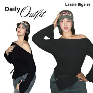  Áo trễ vai thun len gân giấu bụng Bigsize  55-85kg  co giãn tốt - Lassie Bigsize 