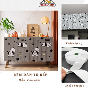 Tặng miếng dán, Rèm dán 1 Lớp che tủ bếp chất liệu Poly Ester nhiều họa tiết dễ thương ShiHome Decor