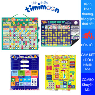 [FREESHIP] Bảng Khen Thưởng Tự Kỷ Luật, Bảng Thời Tiết và Bảng Lịch Có Từ Tính Cho Bé