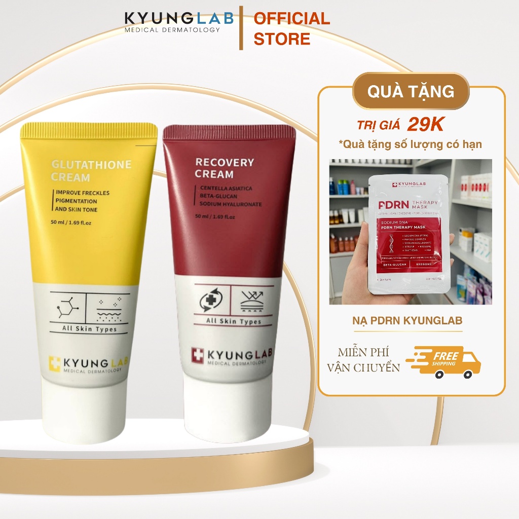 Kem dưỡng kyunglab ,kem Cream B5,Recovery, Glutathione 50ml ,phục hồi chuyên sâu, giảm nám tàn nhang