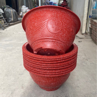   Combo 10 chậu Chậu nhựa trồng cây Phúc lộc thọ T38 trồng đào quất cây cảnh tết màu đỏ đá đen đá đỏ 