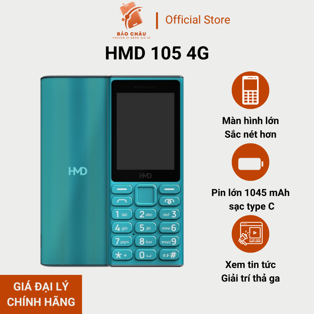 Điện thoại HMD 105 4G chính hãng - Điện thoại giá sỉ, Siêu bền