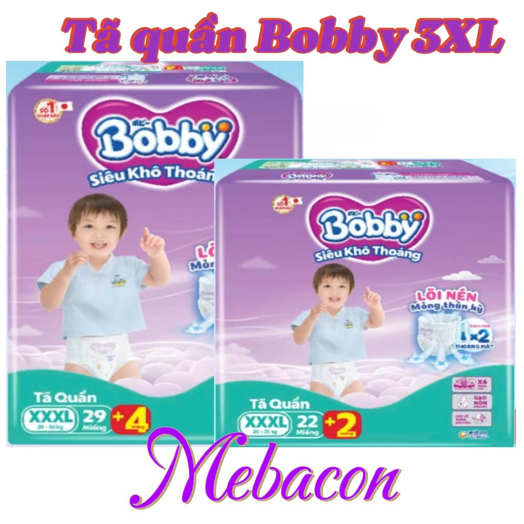 Tã quần Bobby XXXL22, XXXL29 tặng 6 mới