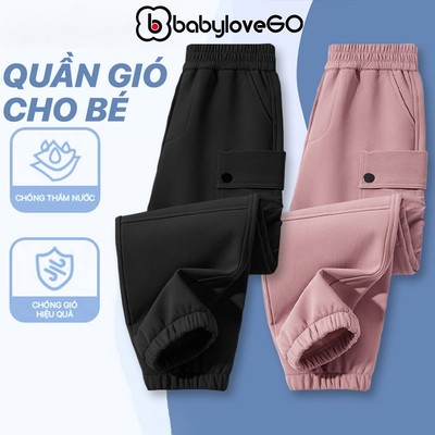 Quần dài cho bé BabyloveGO, quần gió bé trai bé gái vải gió trám cao cấp chống nước, chống gió kiểu dáng thời trang