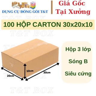 30x20x10 COMBO 100 Hộp carton 3 lớp siêu cứng đóng hàng tiện dụng thùng carton giá gốc tận xưởng 