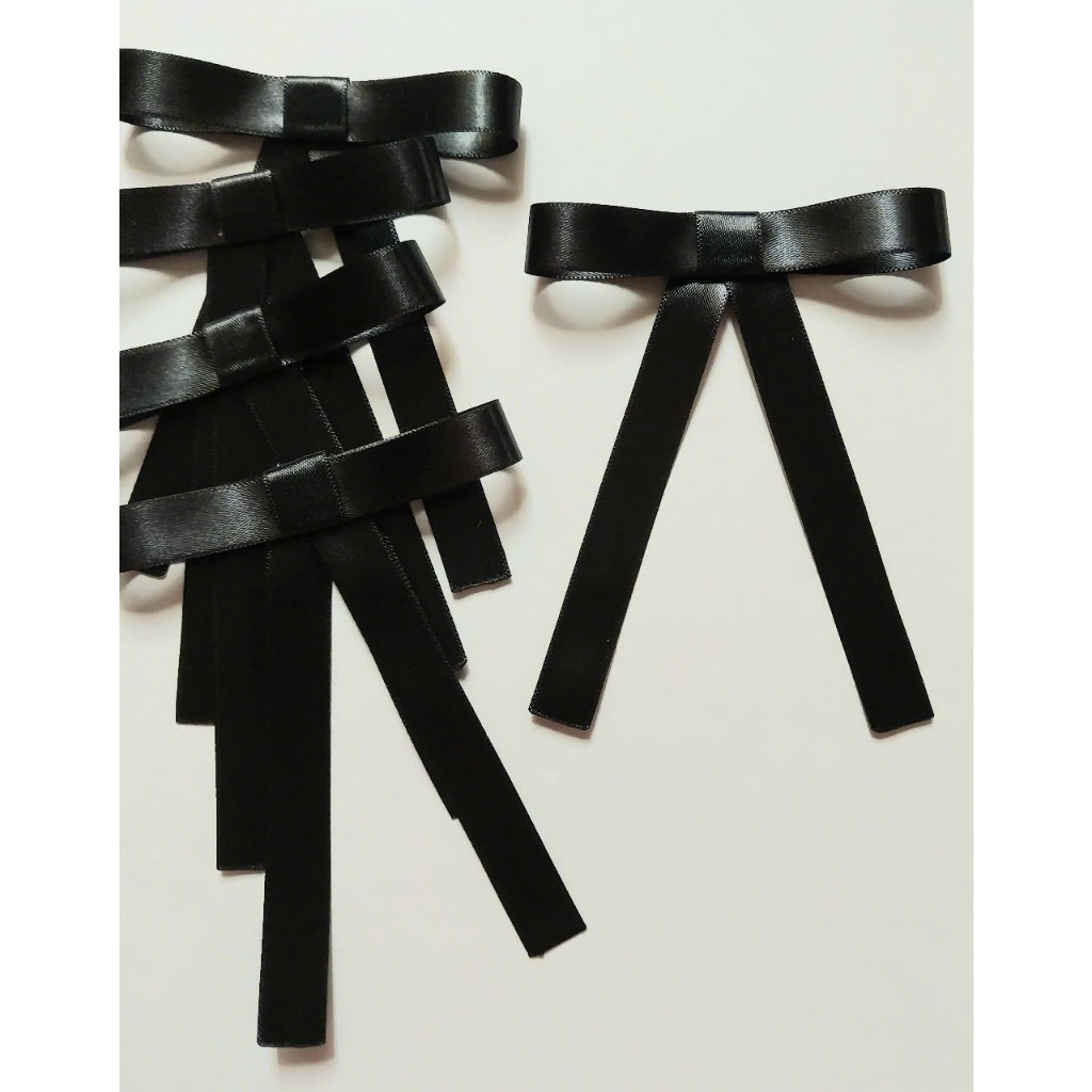 Set 10 nơ lụa đen 7x8cm/ có kim cài  (N78)