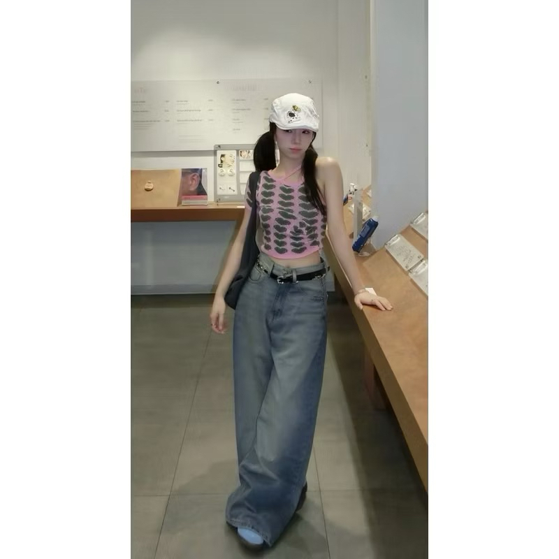 WIDE LEG LOOSE JEANS - Quần jeans ống siêu to phối dây form ống rộng unisex nam nữ. | BigBuy360 - bigbuy360.vn