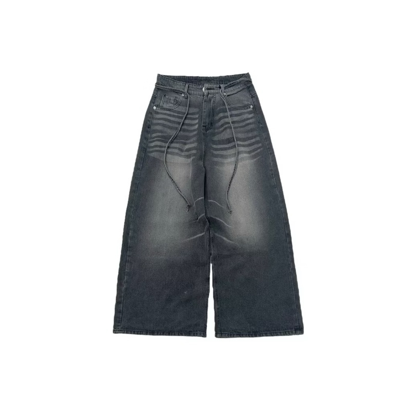 WIDE LEG LOOSE JEANS - Quần jeans ống siêu to phối dây form ống rộng unisex nam nữ. | BigBuy360 - bigbuy360.vn
