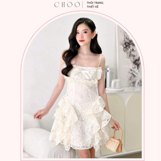 Đầm body thiết kế dự tiệc sang trọng dáng ngắn trắng kem chất liệu ren hoa cao cấp- CHOOVN