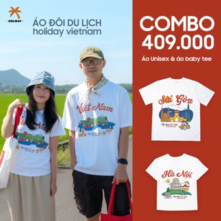Áo đôi nam nữ du lịch Unisex form rộng & Baby tee | Holiday Vietnam