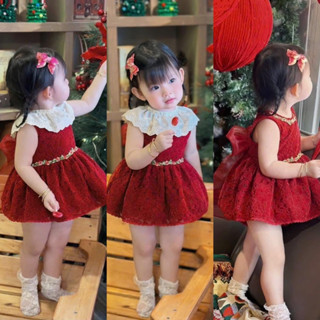 [Hàng chính chủ loại 1] Váy Đầm Ren Đỏ Cao Cấp Phong Cách Tây Ban Nha Công Chúa Tiểu Thư Kèm Chip Cho Bé Gái Siêu Xinh