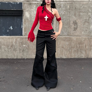 GILL BABY | Quần kaki jeans ống loe xếp ly cá tính (MAMA PANTS)