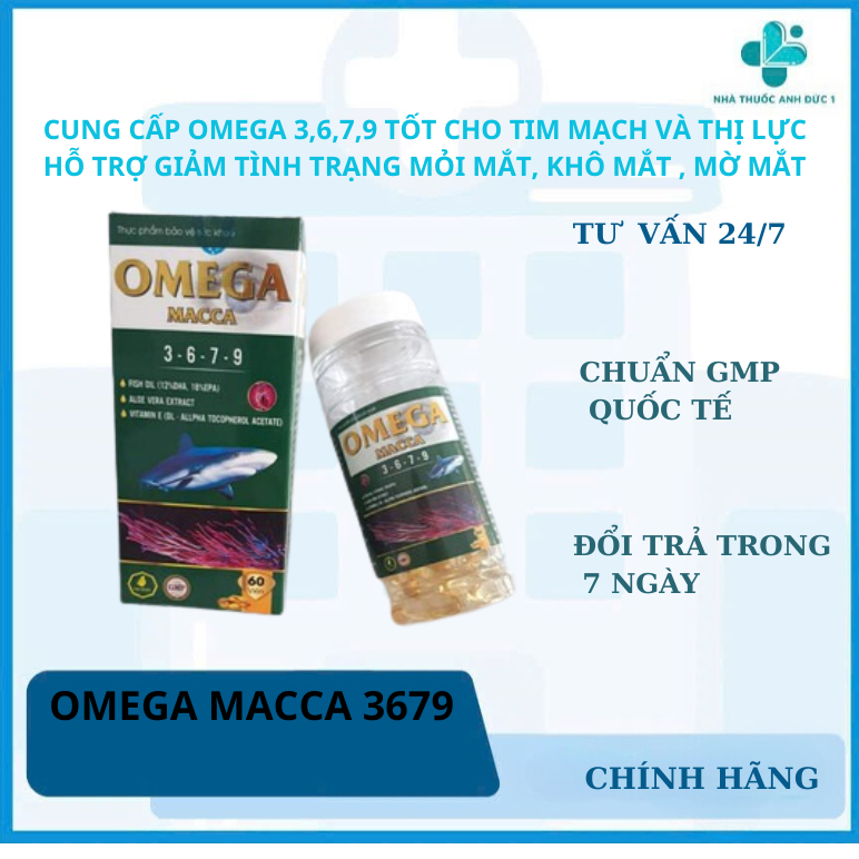 Omega Macca 3 6 7 9 -Bổ Mắt, Bổ Tim ,Bổ Não Lọ 60 viên