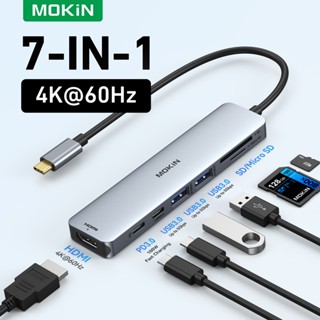 bộ chia Hub USB 3.0 7 trong 1 4K 60Hz Hub Type C HDMI SD TF đầu đọc thẻ nhớ mở rộng kết nối Laptop táo